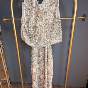 ASOS Cream and Gold Embellished Dress